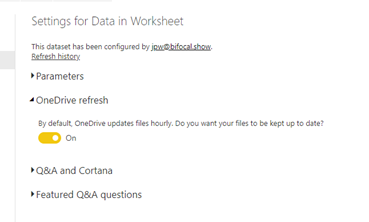 Refresh options for workbooks in OneDrive/SharePoint