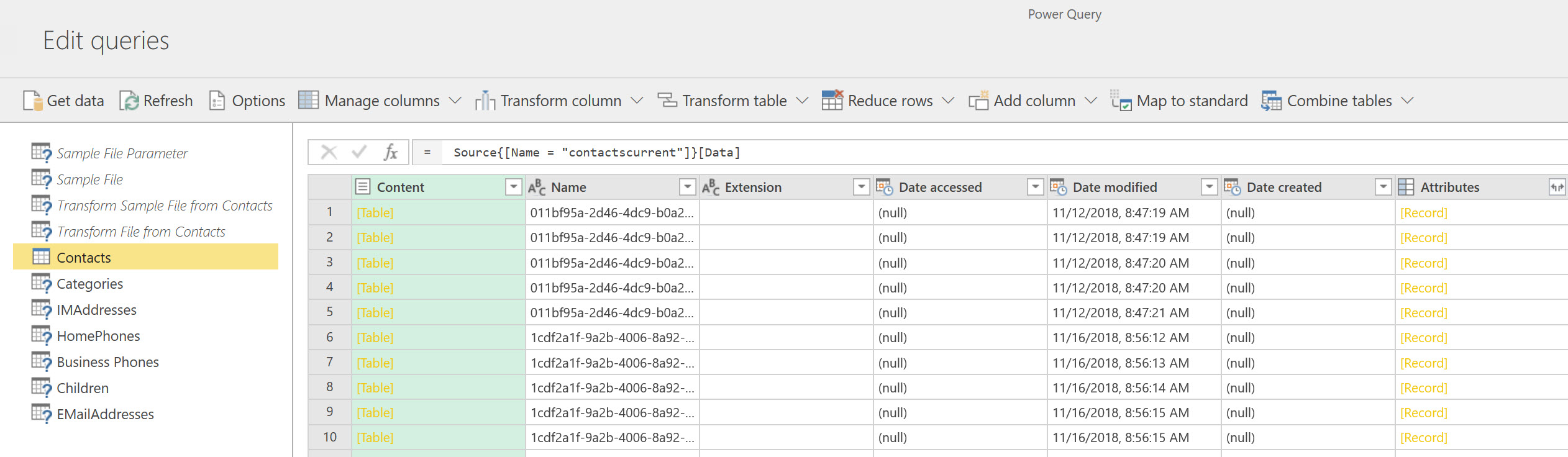 Power Query editor in dataflows