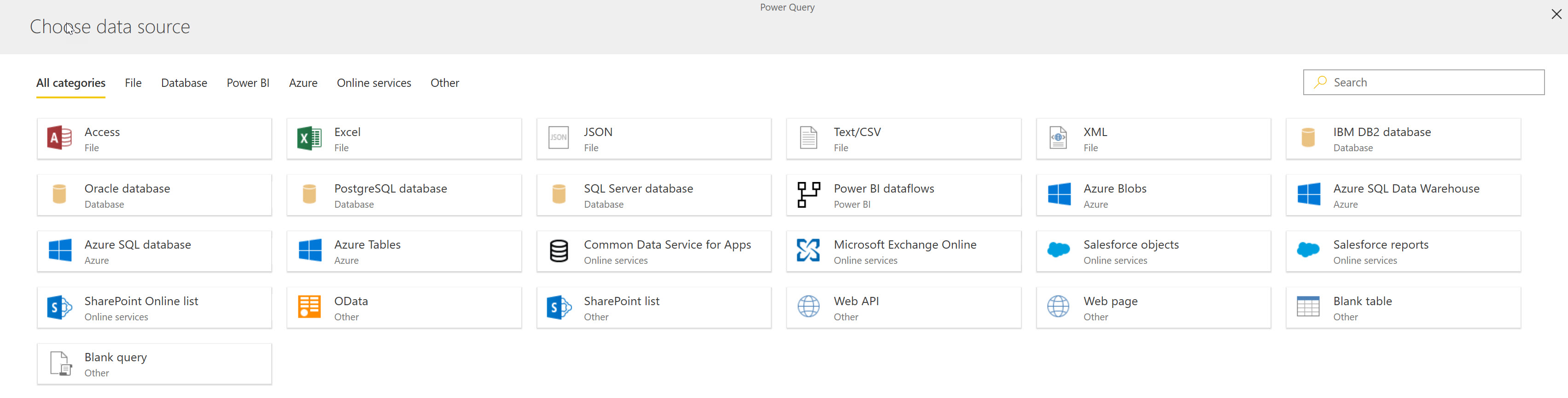 Data sources supported in dataflows - Nov 2018