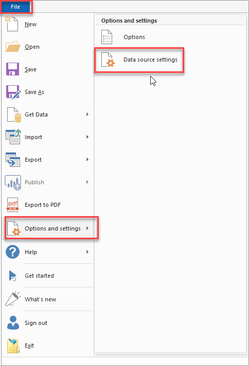 Power BI Data source settings